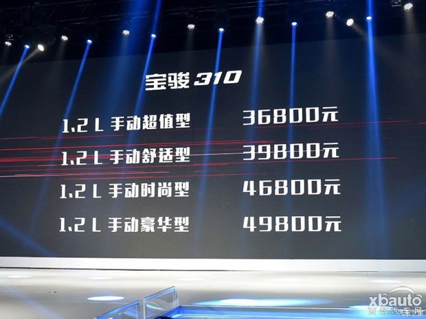西部汽车网宝骏310正式上市 售价3.68-4.98万元
