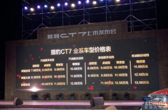 獵豹CT7上市 共計(jì)22款車型售價(jià)7.98起