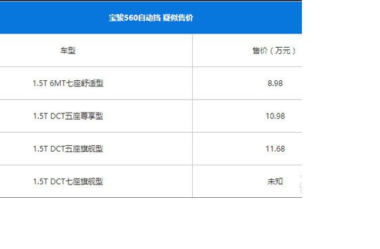宝骏560自动挡疑似售价 或售8.98万起