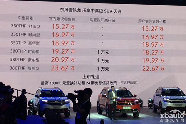 售15.27-23.67万 东风雪铁龙天逸 C5 AIRCROSS上市
