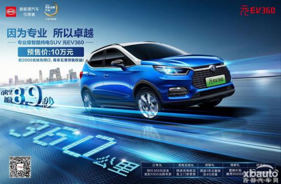 比亚迪元EV360开启预售 补贴后10万元